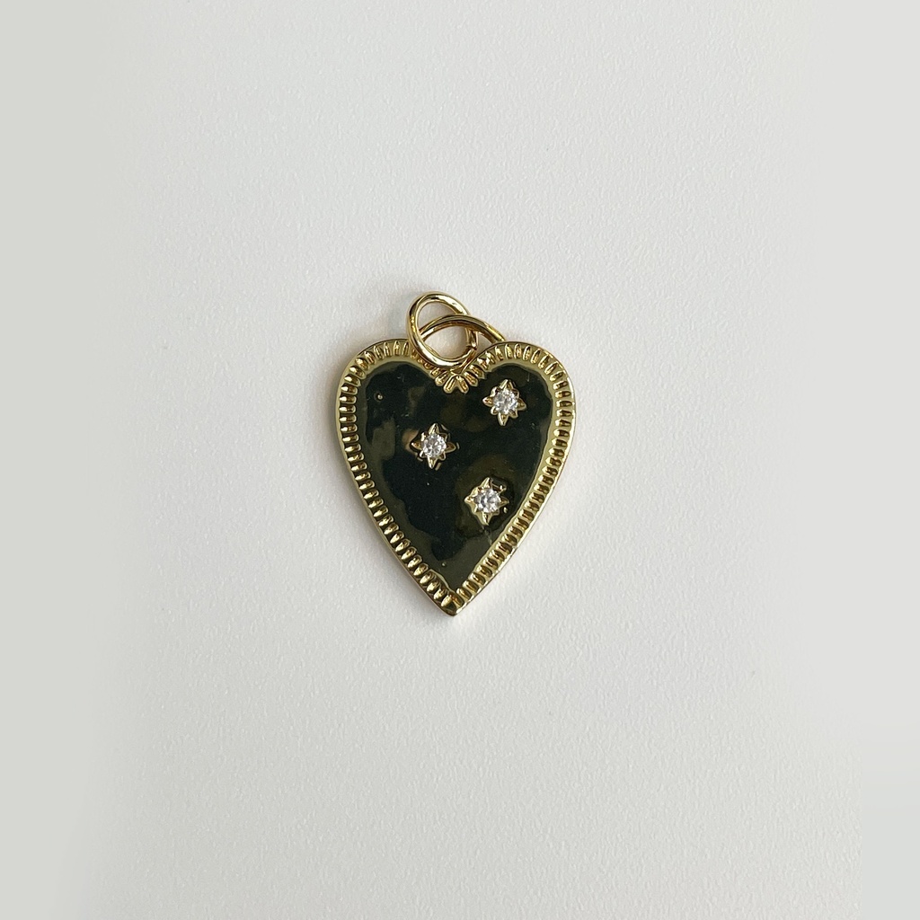 Gold Heart w 3 Crystals