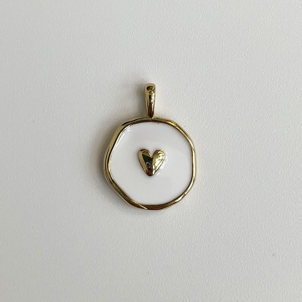 White Pendant with Gold Heart