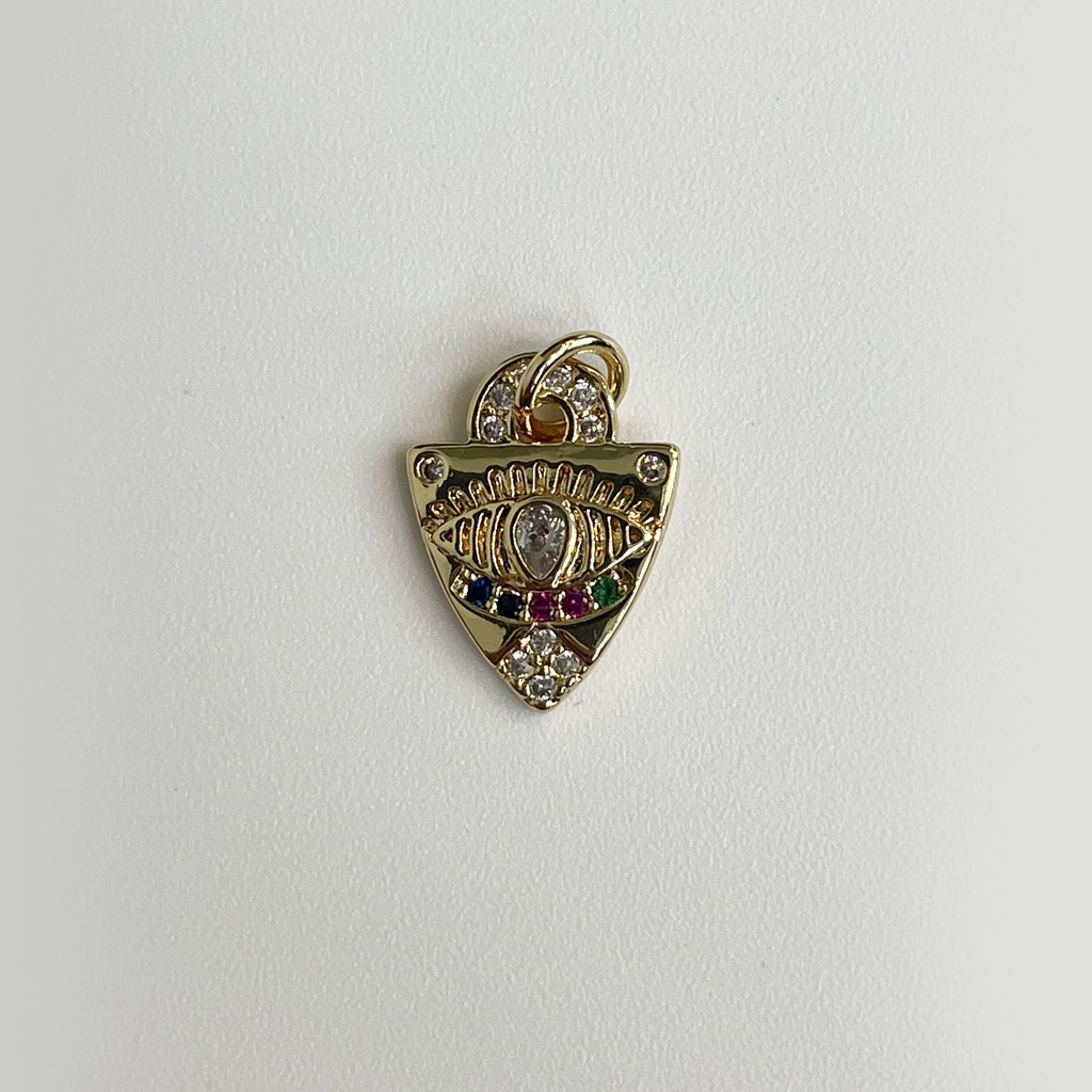 Triangle Pendant with Rhinestone and Coloured Stones