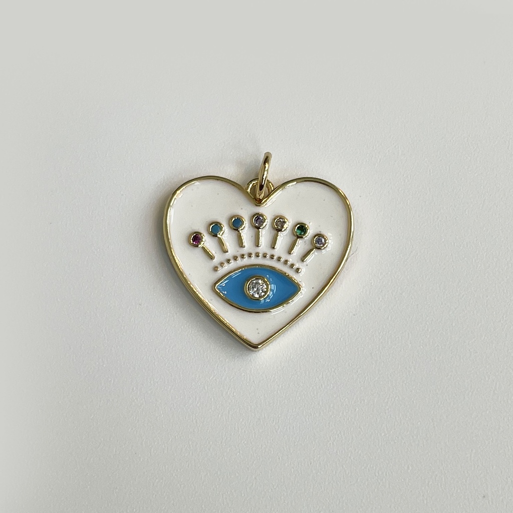White Heart w Blue Eye and Coloured Stones