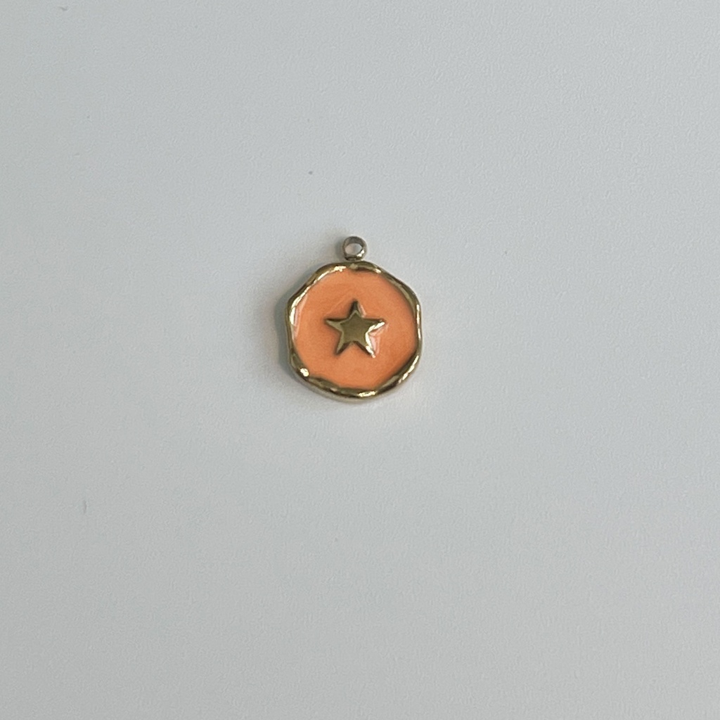 Round Neon Orange Plate w Star