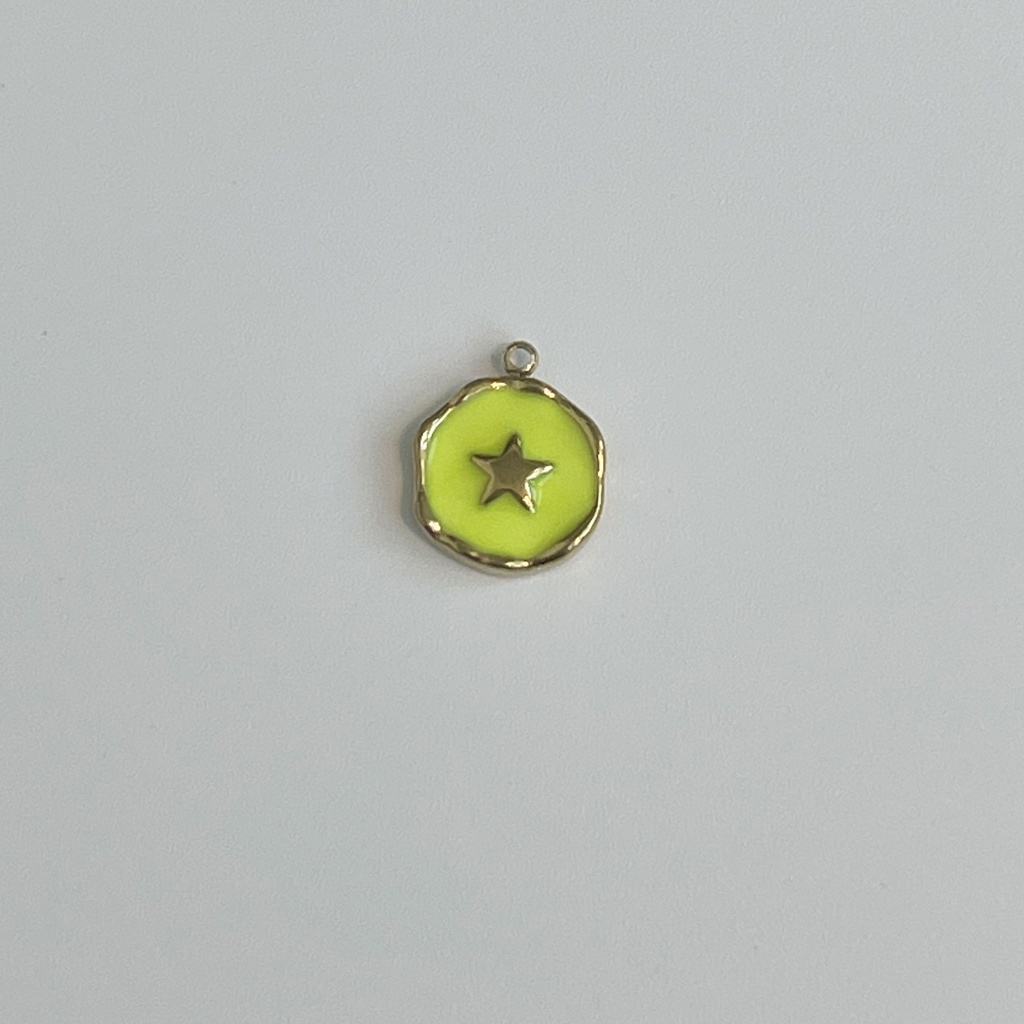 Round Neon Yellow Plate w Star