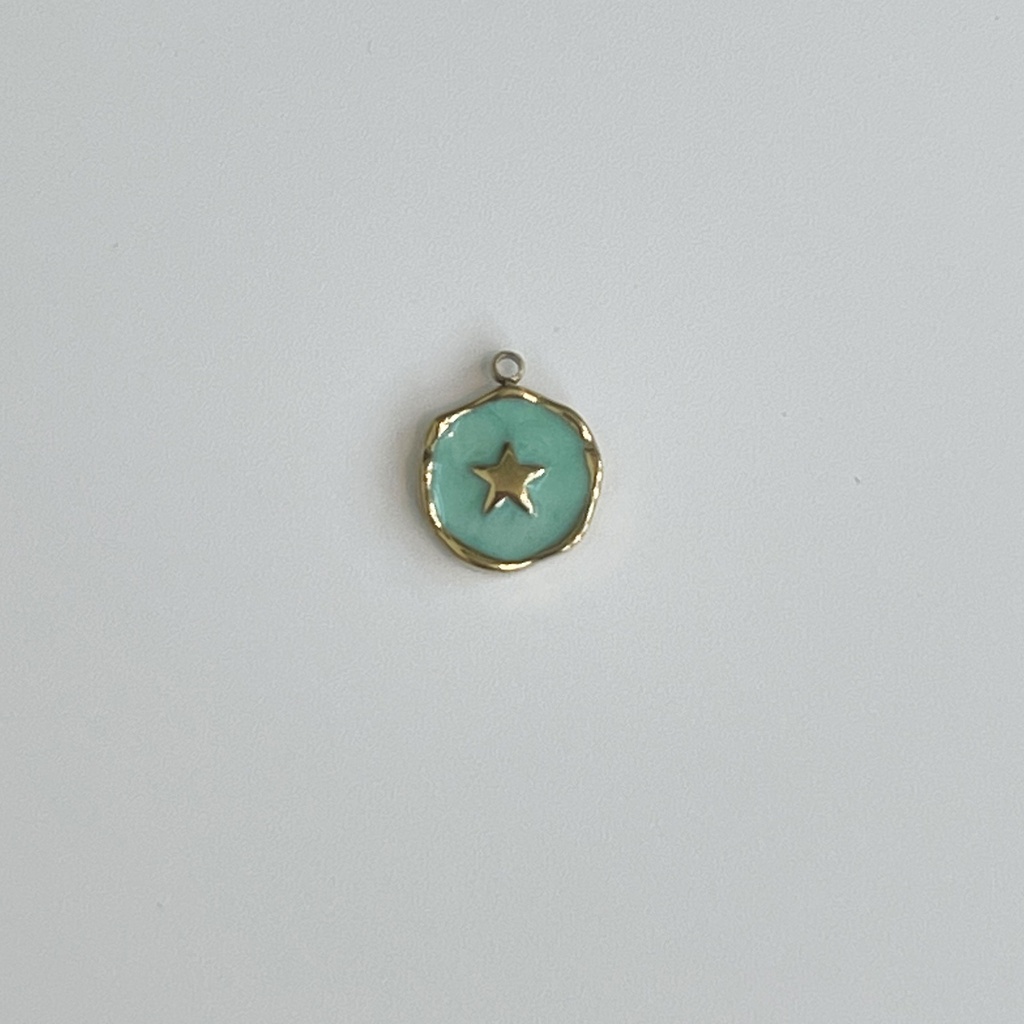 Round Neon Blue Plate w Star