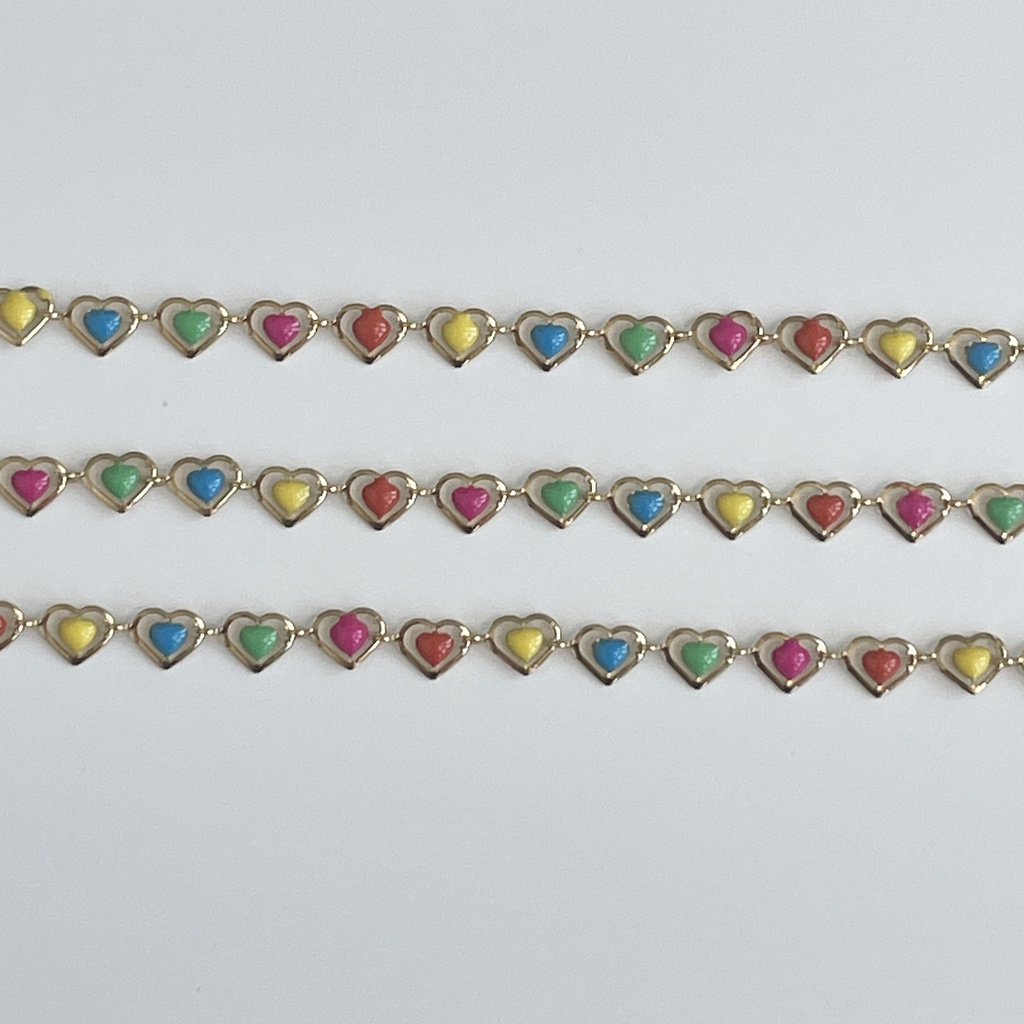 Multicoloured Pastel Heart Chain