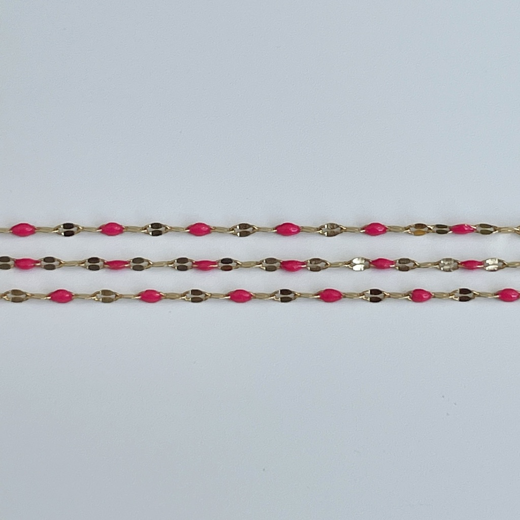 Rose Pink Enamel Flat Chain