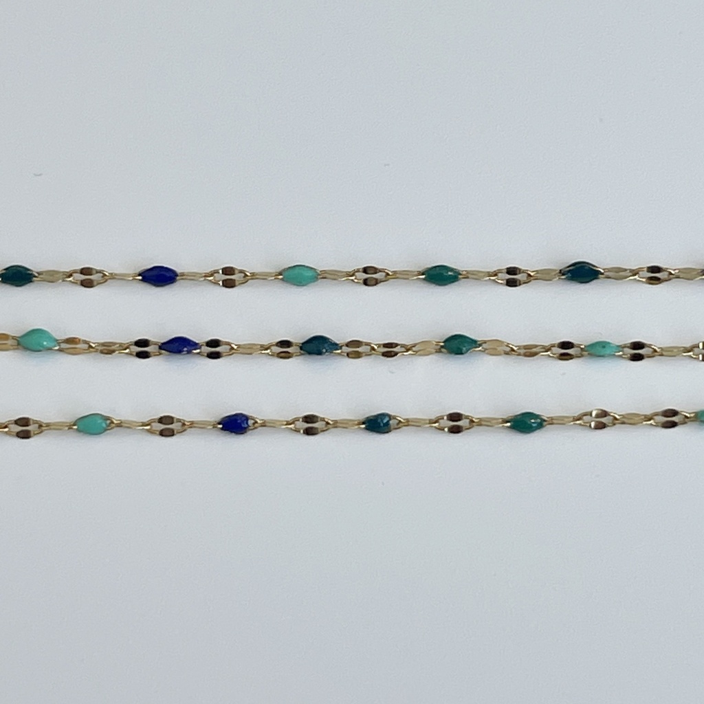 Green & Blue Enamel Flat Chain