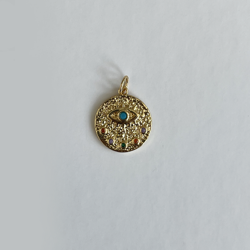 Round Pendant with Eye and Coloured Stones