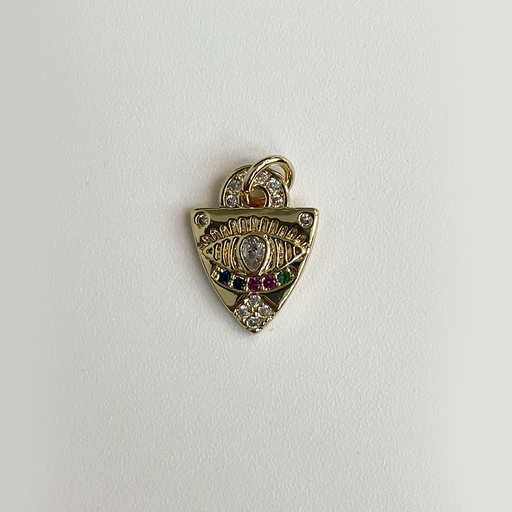 Triangle Pendant with Rhinestone and Coloured Stones