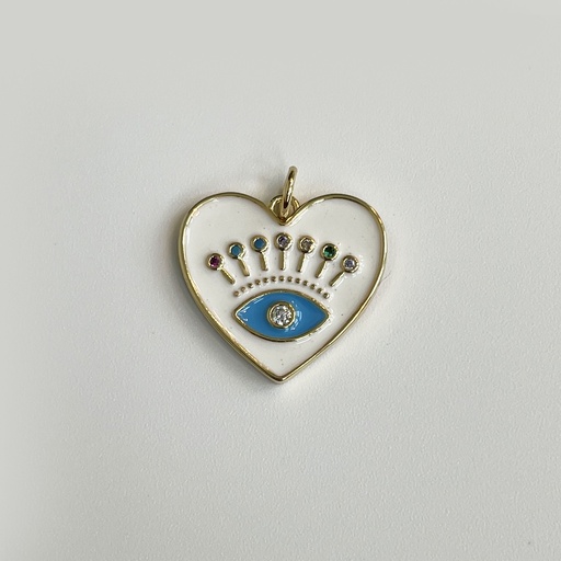 White Heart w Blue Eye and Coloured Stones