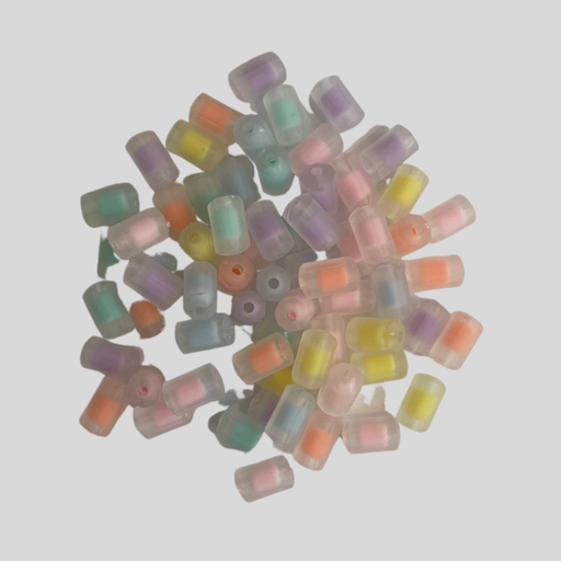 Multicoloured Frosted Cylinder Beads