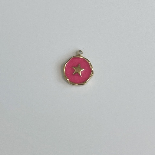 Round Neon Pink Plate w Star