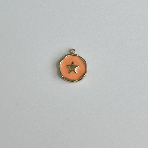 Round Neon Orange Plate w Star