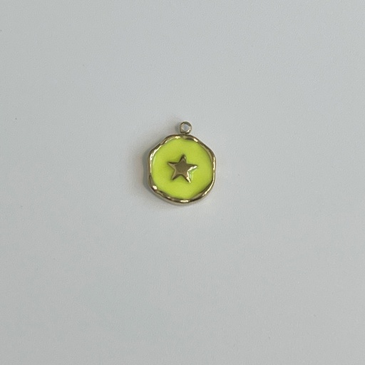 Round Neon Yellow Plate w Star