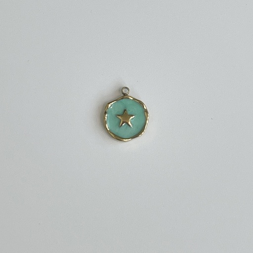 Round Neon Blue Plate w Star