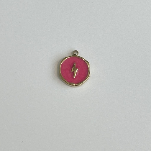 Round Neon Pink Plate w Lightning