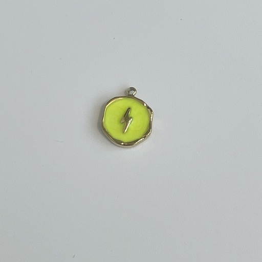 Round Neon Yellow Plate w Lightning