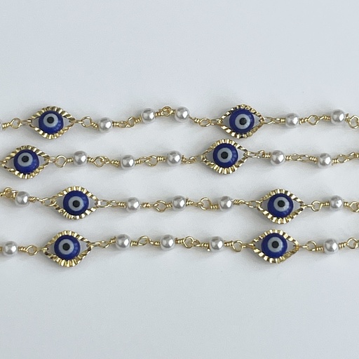 Blue Eye & Pearl Chain