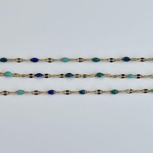 Green & Blue Enamel Flat Chain