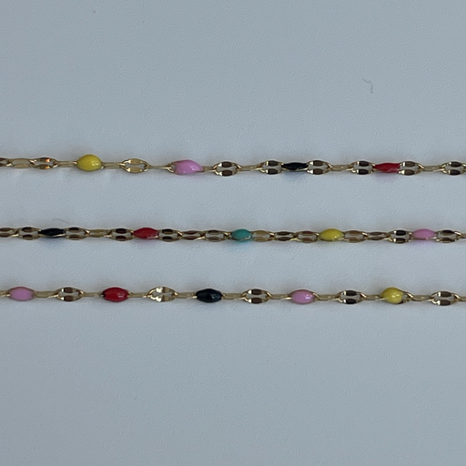 Multicoloured Enamel Flat Chain